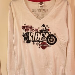 Harley Davidson long sleeve white tee shirt size Medium